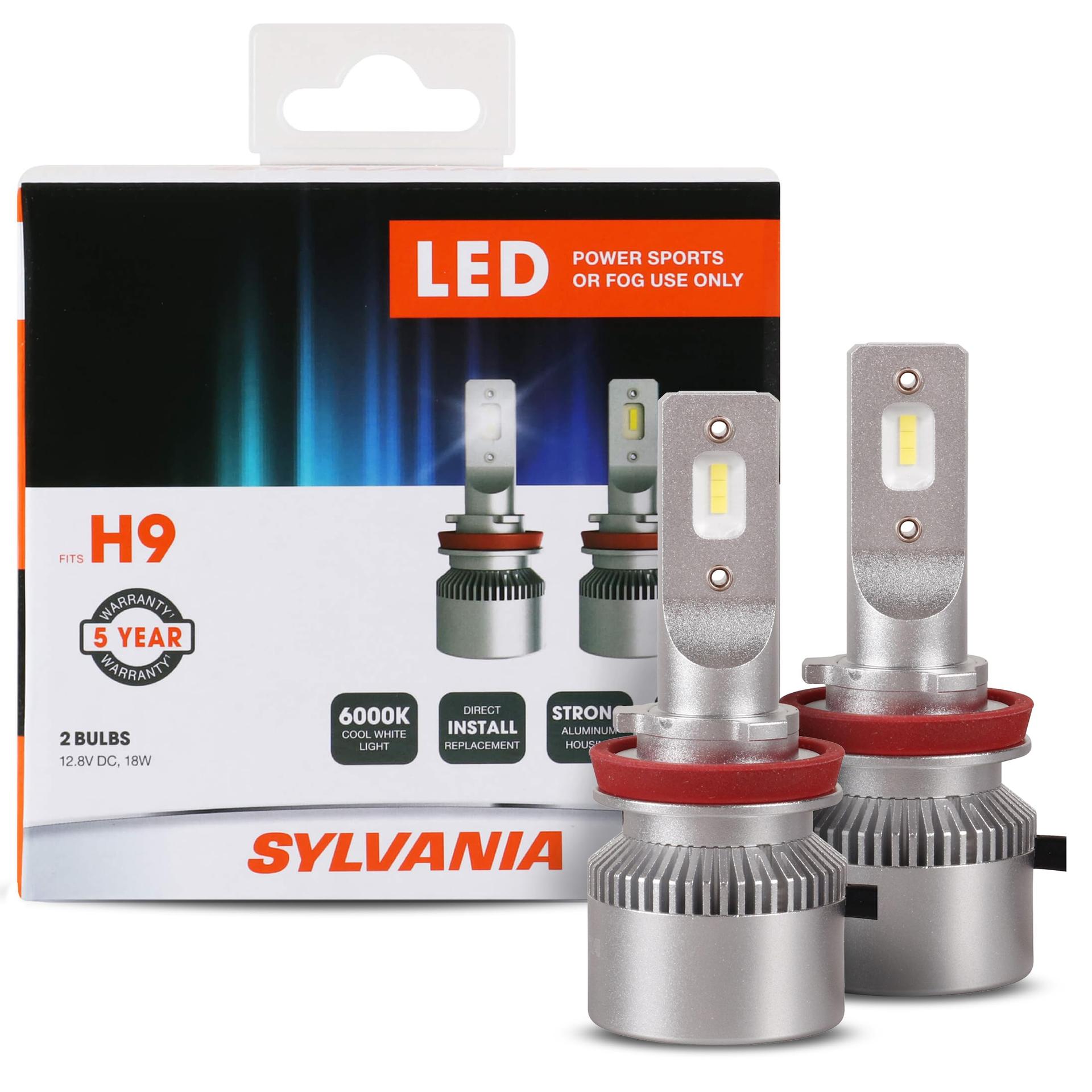 SYLVANIA H9SL.BX2 H9 LED Powersport Headlight Bulbs for Off-Road Use or Fog Lights - 2 Pack - High quality product image showing SYLVANIA H9SL.BX2 H9 LED Powersport Headlight Bulbs for Off-Road Use or Fog Lights - 2 Pack details and features