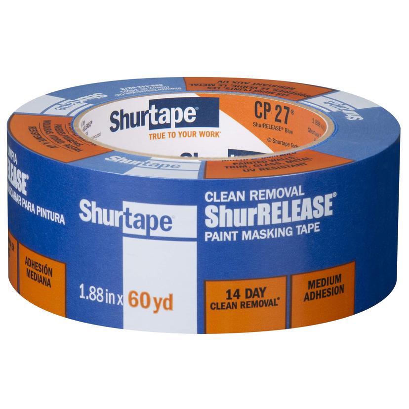 SHURTAPE 202880 CP 27 14-Day ShurRELEASE Painters Tape, Multi-Surface, 48mm x 55m, Blue, 1 Roll