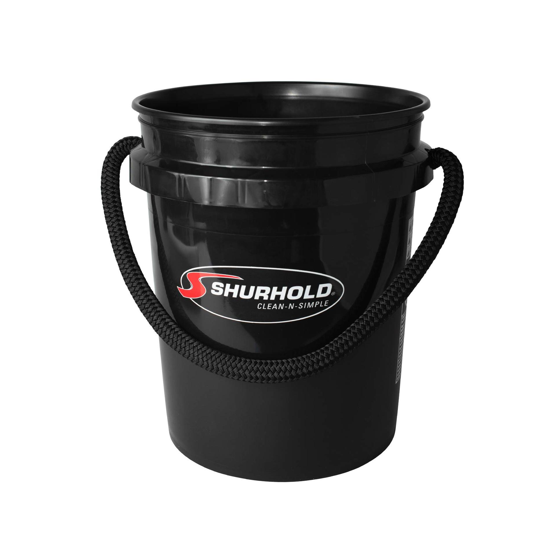 SHURHOLD 2452 Black 5 Gallon Bucket with Black Rope Handle - High quality product image showing SHURHOLD 2452 Black 5 Gallon Bucket with Black Rope Handle details and features