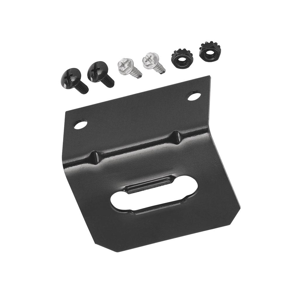 DRAW-TITE 118144 MOUNTING BRACKET - 4 WAY, For Use With 4-Way Flat Pin Connectors; Screw-In; Angled; Powder Coated; Black; Without Dust Cover; Single; With Screws And Nuts - The Twister Group Tools product