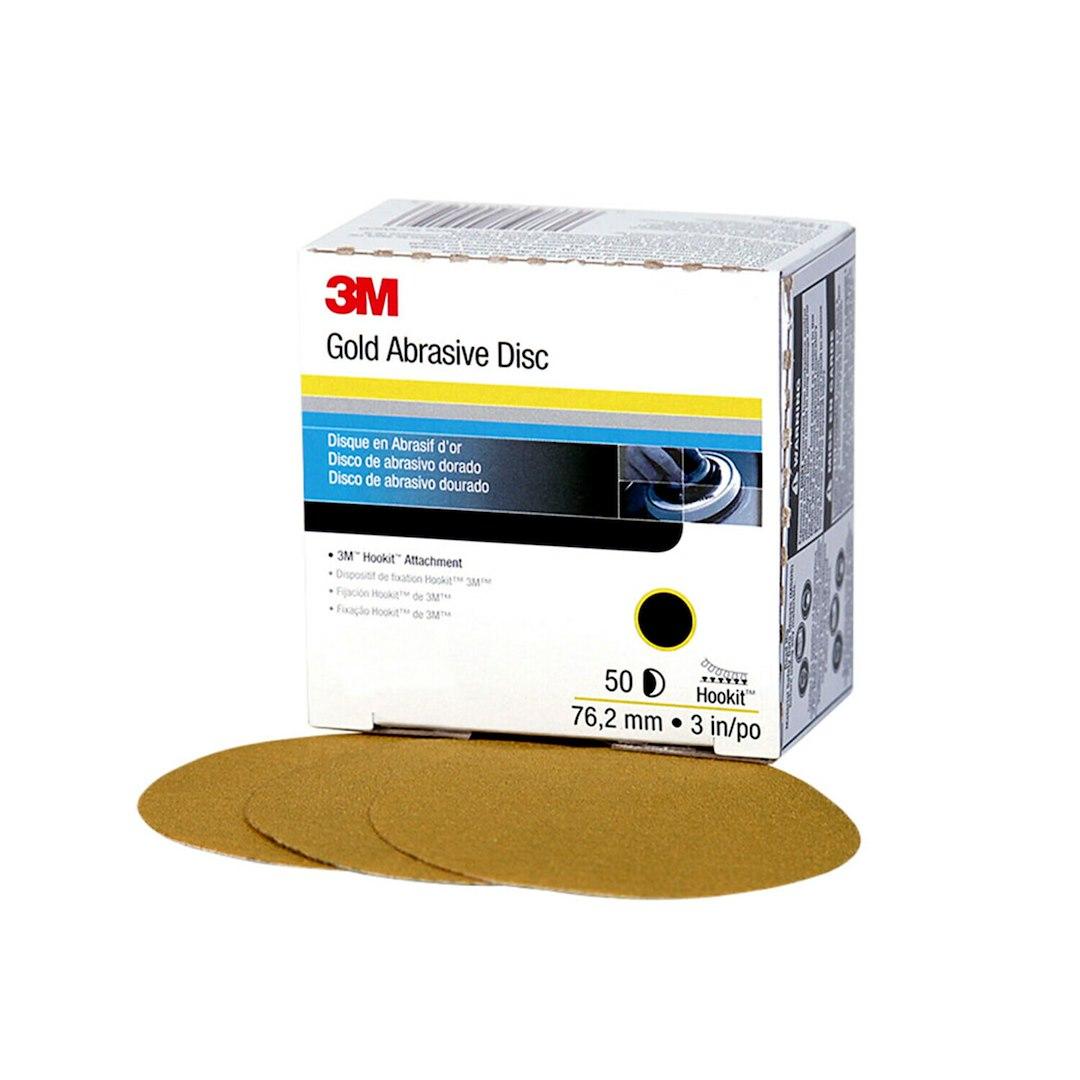 3M 00912 3M PART, Use For Fine Featheredging/ Last Sanding Step Before Priming; Gold; Aluminum Oxide; 3 Inch Diameter; A Weight Paper Backing; P500 Grit; Hookit Type Attachment; Hand And Machine Use; Dry Use Only; Box Of 50 - The Twister Group Tools product