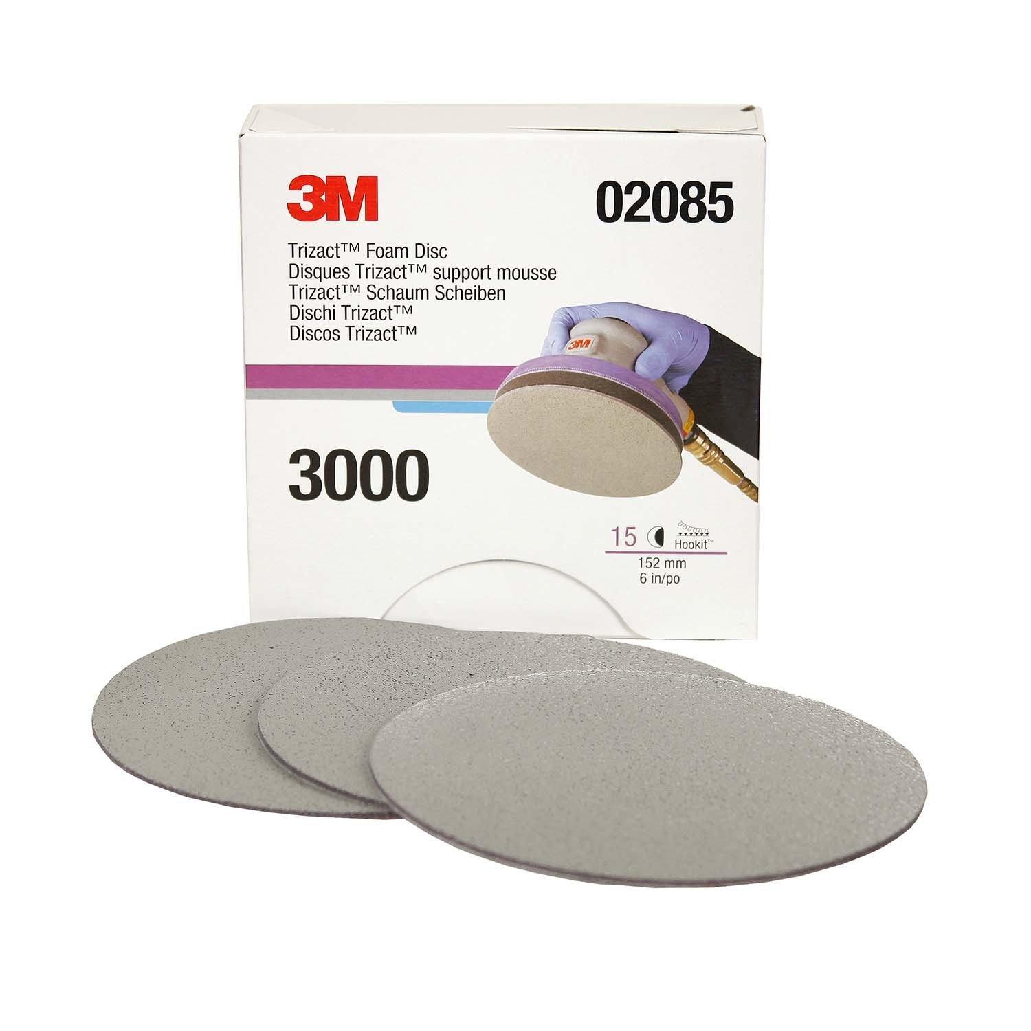 3M 02085 Trizact Foam Disc, 6 in, P3000, 15 discs per carton,Blue751 - High quality product image showing 3M 02085 Trizact Foam Disc, 6 in, P3000, 15 discs per carton,Blue751 details and features