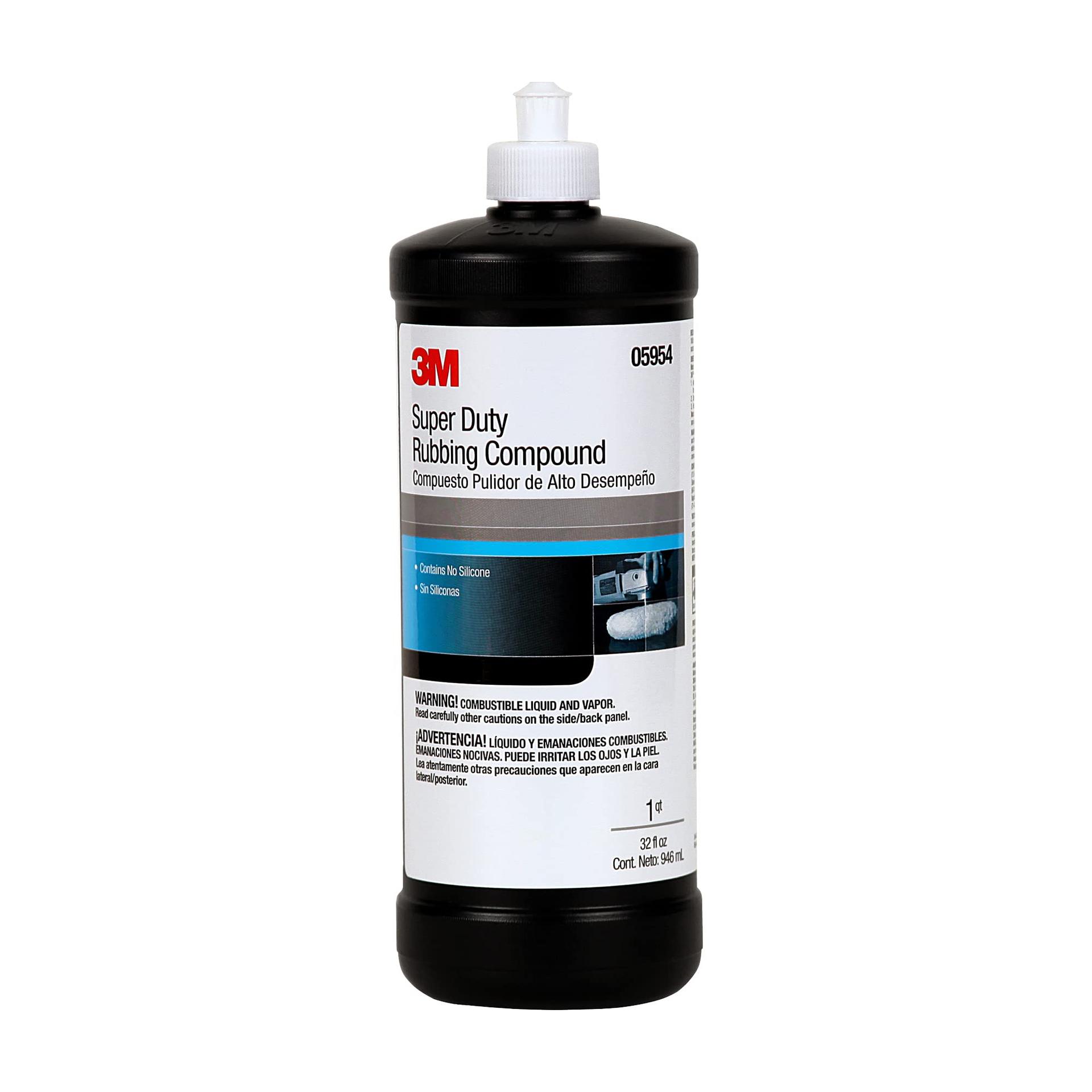 3M 05954 Super Duty Rubbing Compound Liquid Formula, High Cut Rate, 1 qt (32 fl oz/946 mL) - High quality product image showing 3M 05954 Super Duty Rubbing Compound Liquid Formula, High Cut Rate, 1 qt (32 fl oz/946 mL) details and features