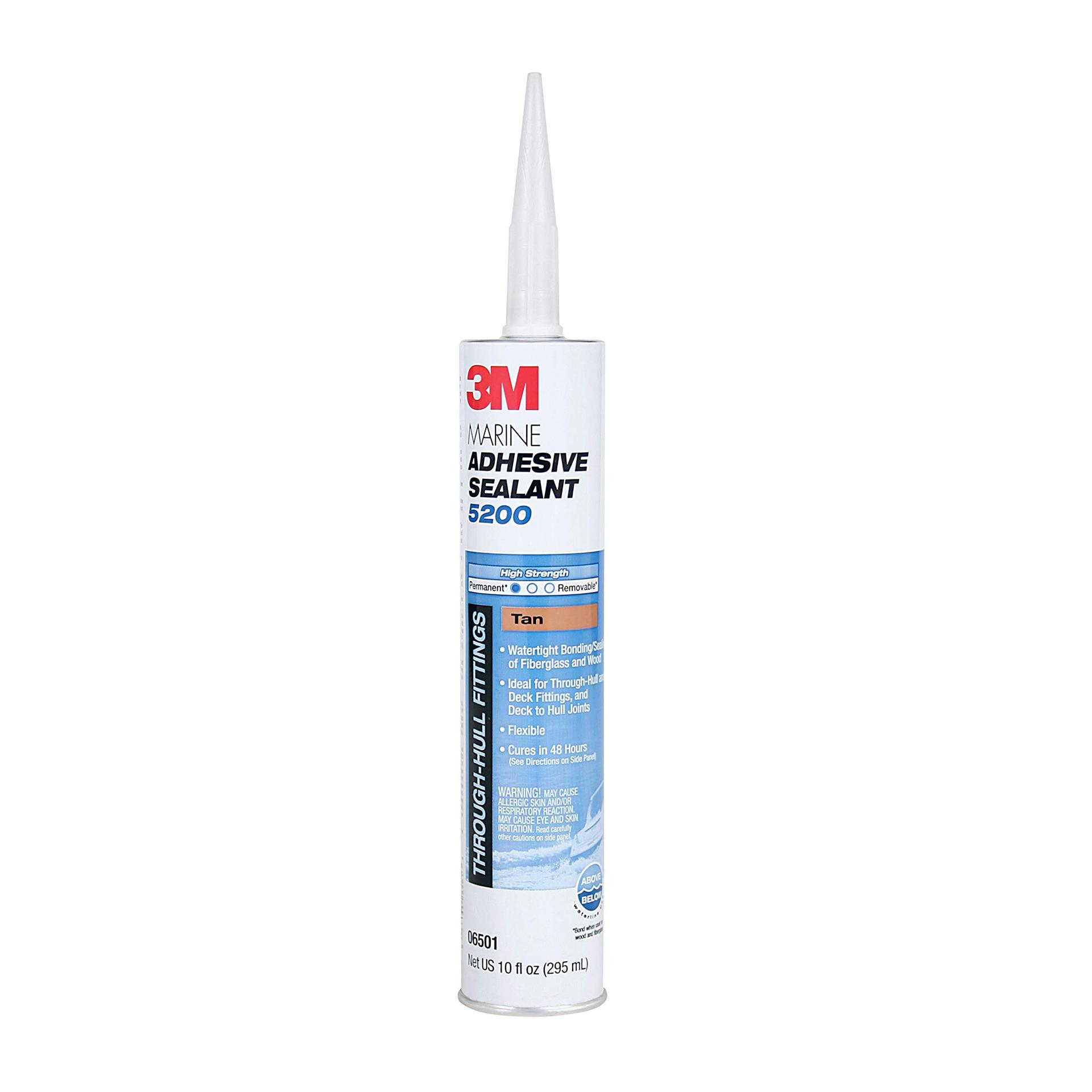 3M 06501 Marine Adhesive Sealant Permanent Bonding and Sealing for Boats and RVs Above and Below the Waterline Waterproof Repair, Tan, 10 fl oz Cartridge - High quality product image showing 3M 06501 Marine Adhesive Sealant Permanent Bonding and Sealing for Boats and RVs Above and Below the Waterline Waterproof Repair, Tan, 10 fl oz Cartridge details and features