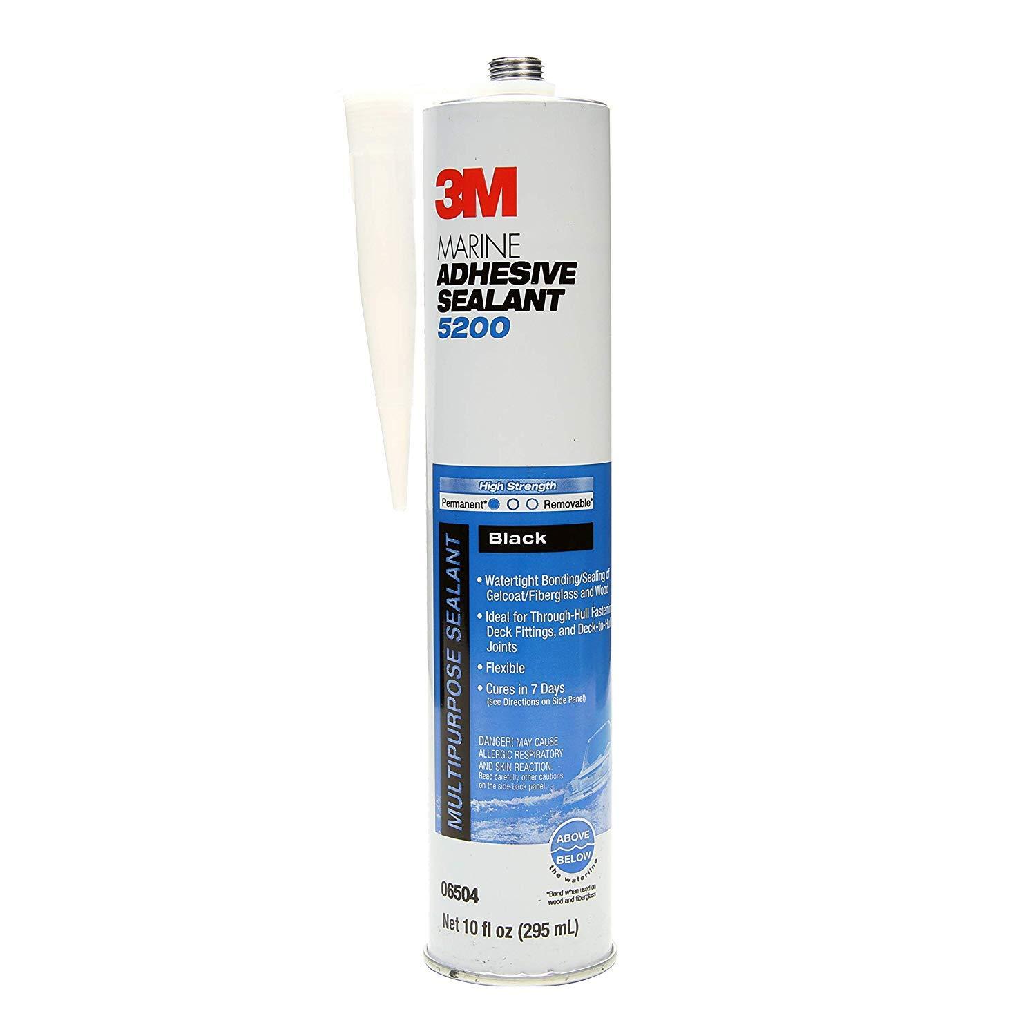3M 06504 Marine Adhesive Sealant Permanent Bonding and Sealing for Boats and RVs Above and Below the Waterline Waterproof Repair, Black, 10 fl oz Cartridge - High quality product image showing 3M 06504 Marine Adhesive Sealant Permanent Bonding and Sealing for Boats and RVs Above and Below the Waterline Waterproof Repair, Black, 10 fl oz Cartridge details and features
