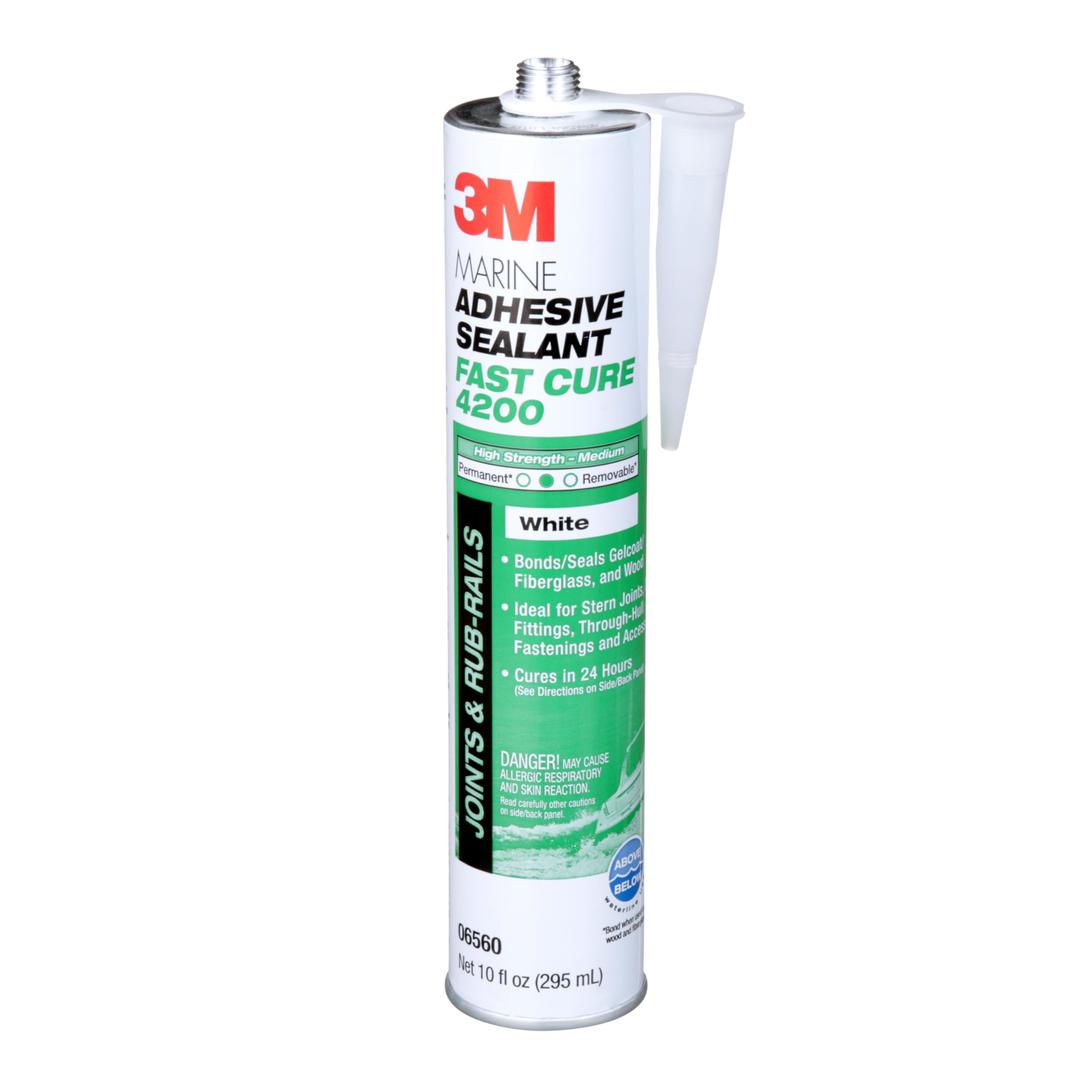 3M 06560 Marine Adhesive Sealant Fast Cure 4200 - Semi-Permanent Flexible Adhesive Sealant for Boats and RVs - White - 1/10 Gallon - The Twister Group Tools product