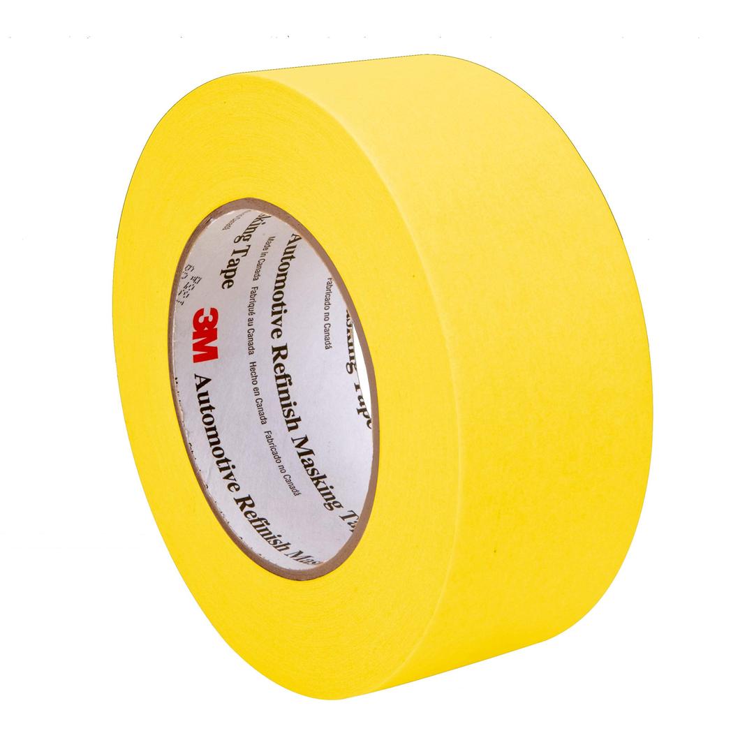 3M 06656 Automotive Refinish Masking Tape 388N, 48 mm x 55 m, Yellow, Crepe Backing, Moisture Resistant, Multi-Purpose - The Twister Group Tools product