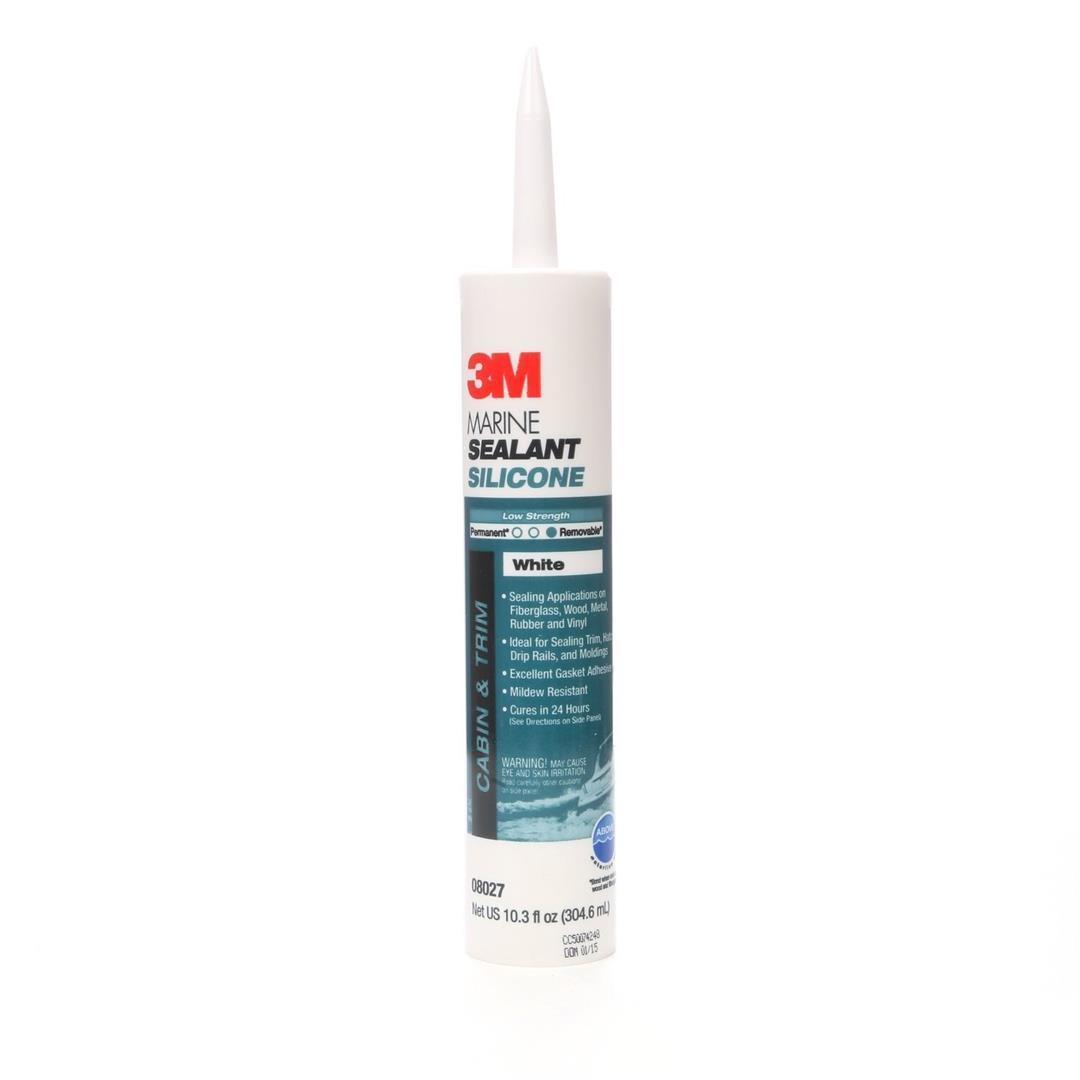 3M 08027 Marine Grade Silicone Sealant, For Boats and RVs, Above the Waterline Interior/Exterior Sealing, White, 10.3 fl oz Cartridge - High quality product image showing 3M 08027 Marine Grade Silicone Sealant, For Boats and RVs, Above the Waterline Interior/Exterior Sealing, White, 10.3 fl oz Cartridge details and features