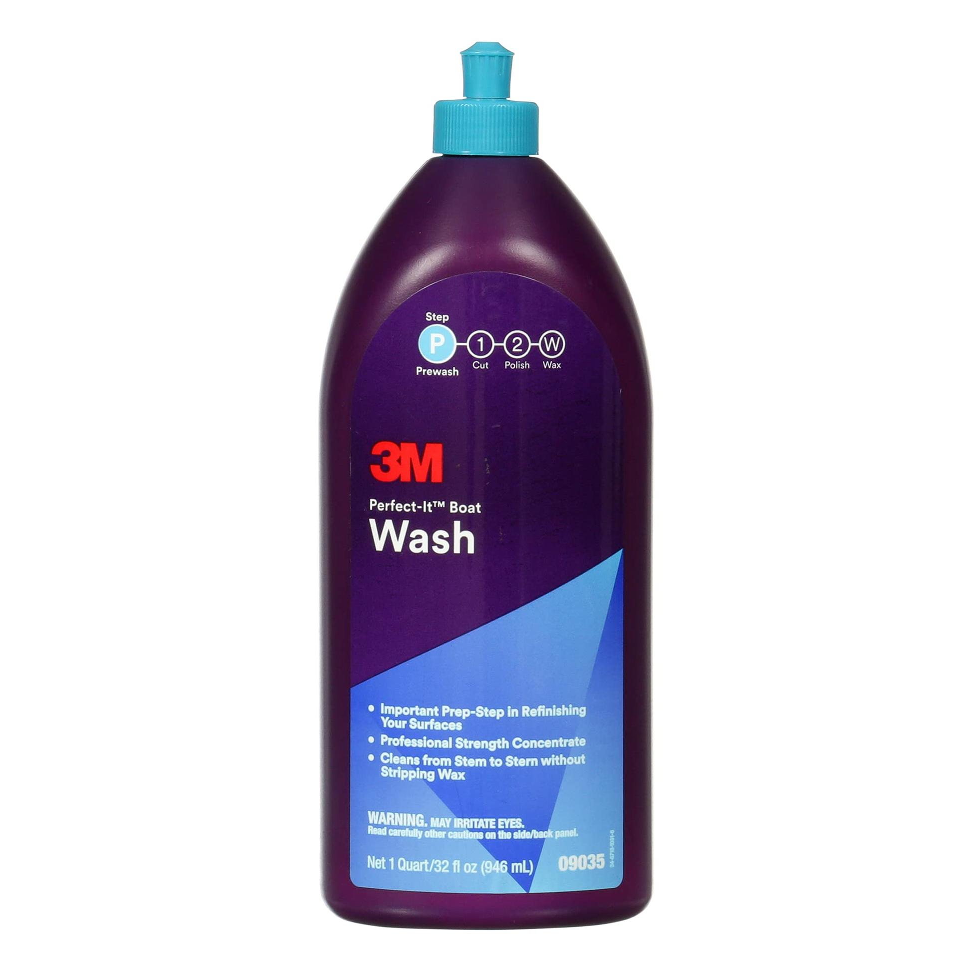 3M 09035 Boat Wash, 1 Quart, Professional Strength Concentrated Formula, Gentle Clean, Safe for Gelcoat, Paint, Fiberglass, Metals, Boats and RVs, Yellow - High quality product image showing 3M 09035 Boat Wash, 1 Quart, Professional Strength Concentrated Formula, Gentle Clean, Safe for Gelcoat, Paint, Fiberglass, Metals, Boats and RVs, Yellow details and features