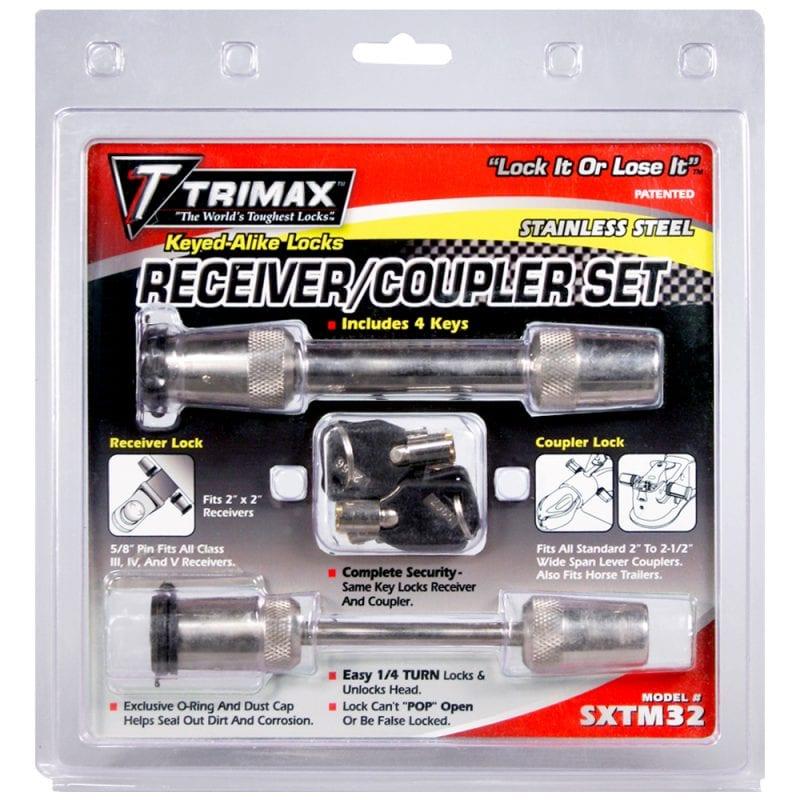 TRIMAX SXTM32 100% Stainless Steel (SXT3) 5/8 INCH Receiver Lock & (SXTC2) 2.5 INCH Span Coupler