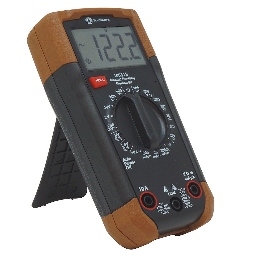 SOUTHWIRE 10031S MULTIMETER-600V MANUAL RANGING, Digital Display; Resistance 0.1 To 2 Mega Ohm; DC Current 1 Milli Amps To 10 Amps; AC Volt Range 100 Millivolt To 600 Volt; DC Volt Range 0.1 Millivolt To 600 Volt; Continuity 0.1 Ohm - High quality product image showing SOUTHWIRE 10031S MULTIMETER-600V MANUAL RANGING, Digital Display; Resistance 0.1 To 2 Mega Ohm; DC Current 1 Milli Amps To 10 Amps; AC Volt Range 100 Millivolt To 600 Volt; DC Volt Range 0.1 Millivolt To 600 Volt; Continuity 0.1 Ohm details and features