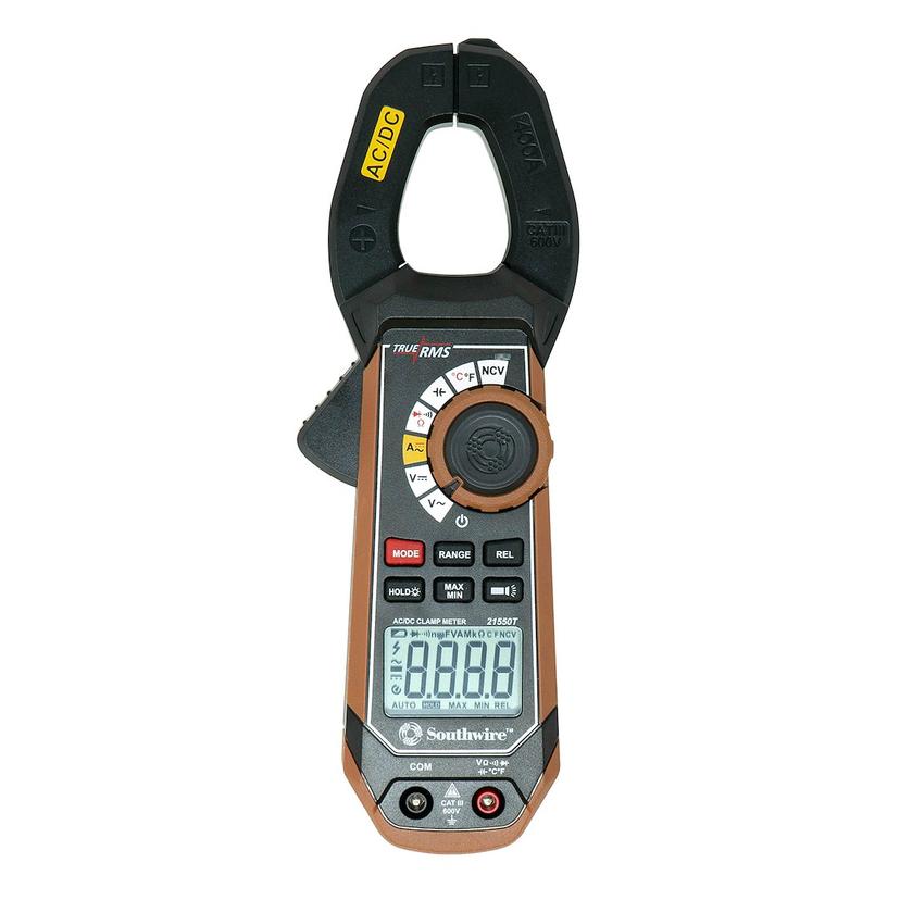 SOUTHWIRE 21550T CLAMP METER 400A AC/DC TRUE RMS, Digital Display; Clamp Meter; Resistance 0.1 To 40 Mega Ohm; 0.01 To 400 Amps AC/ DC; AC Volt Range 100 Millivolt To 600 Volt; DC Volt Range 0.1 Millivolt To 600 Volt; 0.01 To 10 Mega Hertz