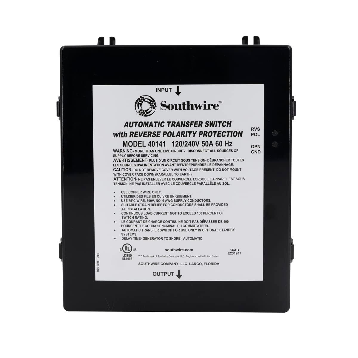 SOUTHWIRE 40141-001 50A REVERSE POLARITY TRANSFER SWITC - High quality product image showing SOUTHWIRE 40141-001 50A REVERSE POLARITY TRANSFER SWITC details and features
