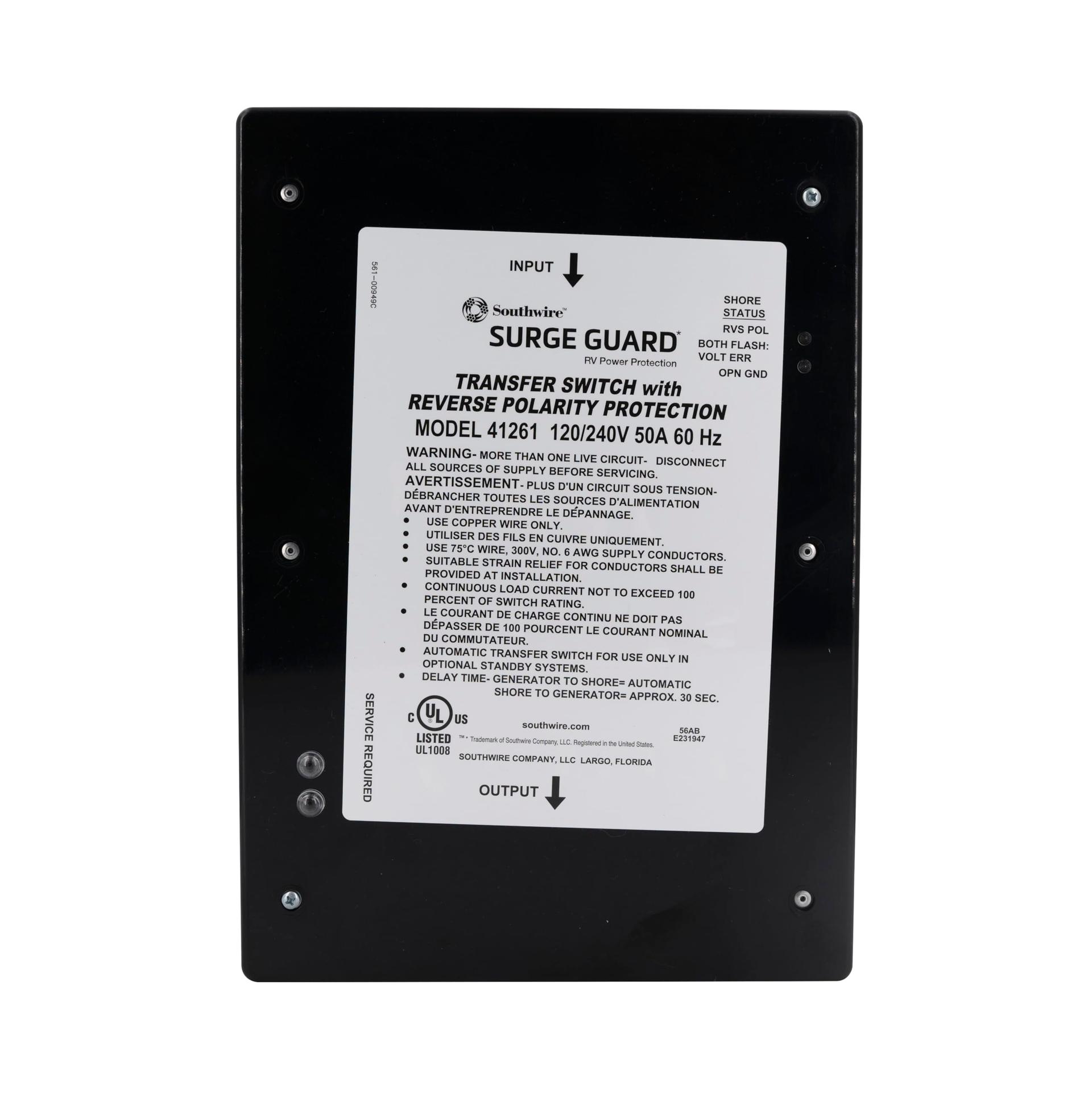 SOUTHWIRE 41261-011 Entry Level 50A Surge Guard Reverse Polarity Transfer Switch - High quality product image showing SOUTHWIRE 41261-011 Entry Level 50A Surge Guard Reverse Polarity Transfer Switch details and features
