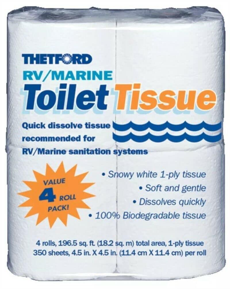 THETFORD 20804 Toilet Tissue; 1 Ply; 4 Roll Pack; 350 Sheets Per Roll (Case of 24) - The Twister Group Tools product