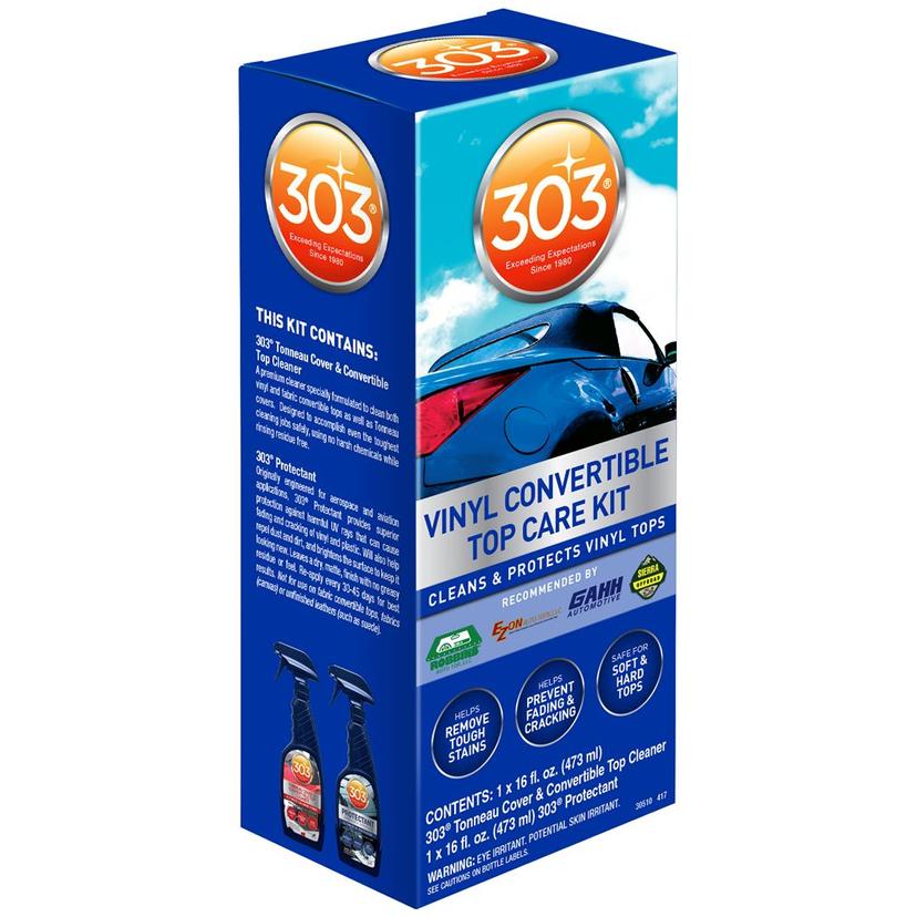 303 30510 Convertible Vinyl Top Cleaning and Care Kit - Cleans And Protects Vinyl Tops - Includes Tonneau Cover And Convertible Top Cleaner 16 fl. oz. + Automotive Protectant 16 fl. oz Blue