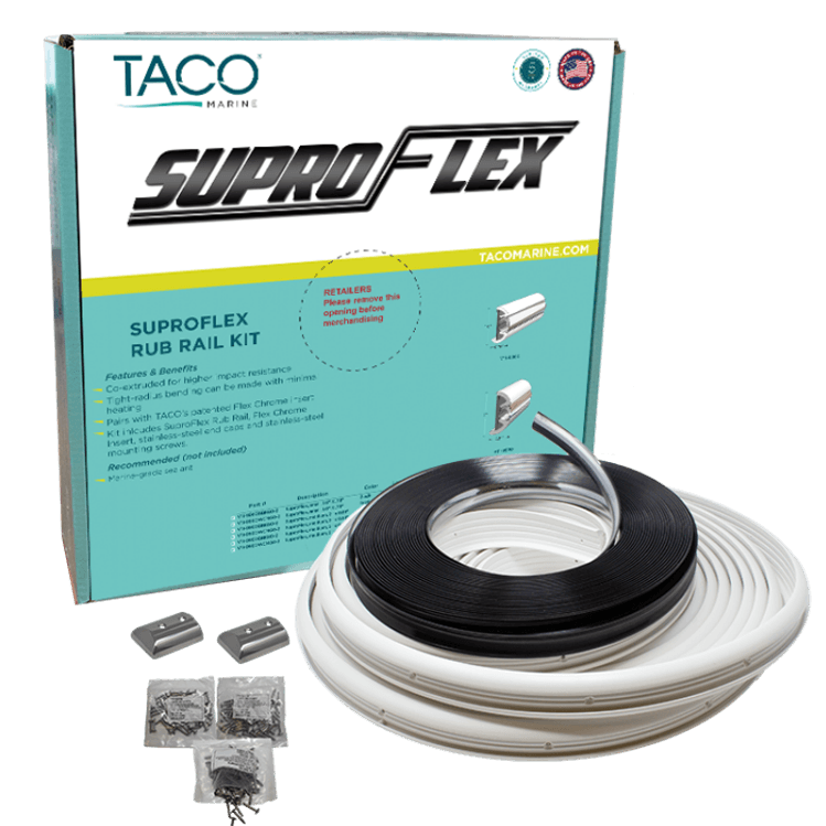 TACO 9990WCM602 Marine V11-9990WCM60-2 SuproFlex Rub Rail Kit - 60FT x 2 INCH x 29/32 INCH, Frosty White - High quality product image showing TACO 9990WCM602 Marine V11-9990WCM60-2 SuproFlex Rub Rail Kit - 60FT x 2 INCH x 29/32 INCH, Frosty White details and features
