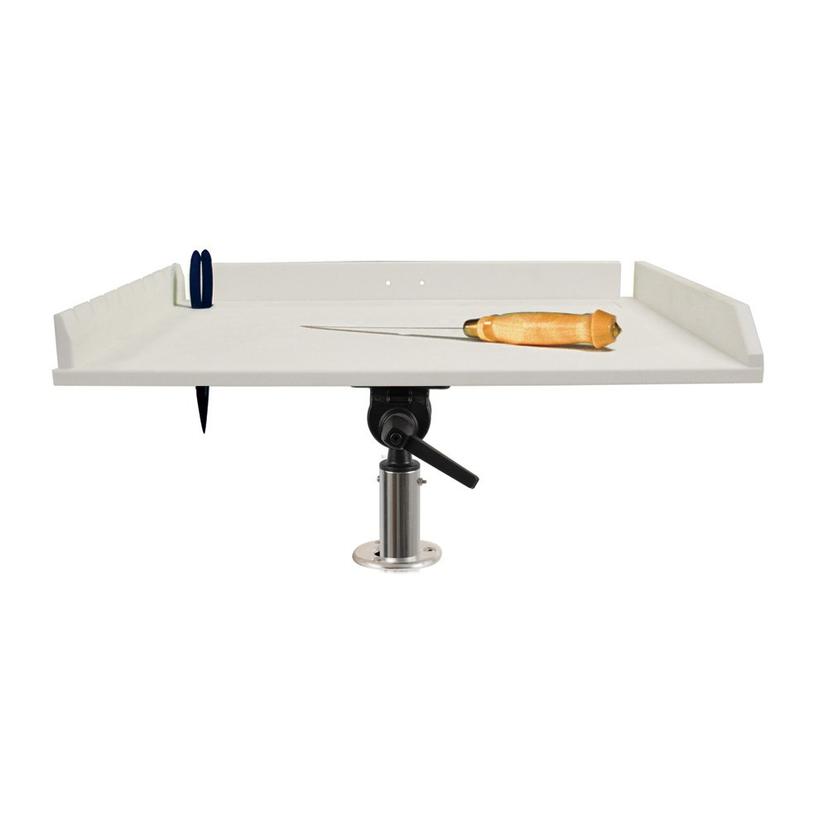 TACO P01-2120W 20 INCH Poly Filet Table w/Adjustable Gunnel Mount - White