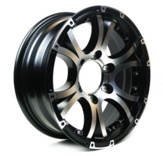 TASKMASTER 2660865BMF Viking Series Machined Lip and Face Gloss Black Aluminum Trailer Wheel with Black Cap - 16 INCH x 6 INCH 8 On 6.5 *Trailer Use Only