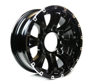 TASKMASTER AX02665865HDBML Viking Series Machined Lip Gloss Black Aluminum HD Trailer Wheel with Chrome Cap - 16in x 6.5in 8 On 6.5-4450 LB Load Carrying Capacity - 0 OffsetTrailer Use Only
