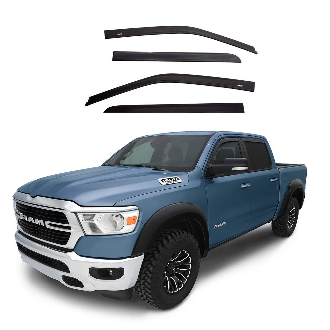 AVS 194109 In-Channel Ventvisor / Rain Guards | Fits 2009 - 2024 Ram 1500 (19-24 Classic Body Only), 2010 - 2024 Ram 2500 & 3500, Mega/Crew Cab- Smoke, 4 pcs. - The Twister Group Tools product