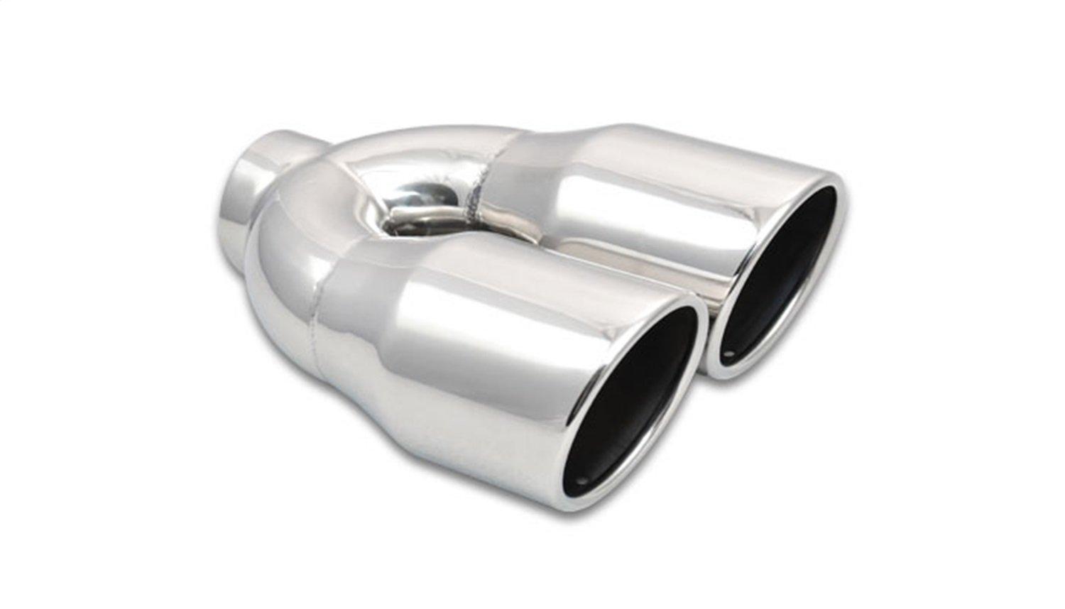 VIBRANT 1326 Power Exhaust Tip, Weld-On, 2.50 in. Inlet I.D, Dual 3.50 in. Outlet O.D, Double Wall, Angle Cut, Rolled Edge, 10.00 in. long, 304 Stainless Steel, Mirror Polished, each - High quality product image showing VIBRANT 1326 Power Exhaust Tip, Weld-On, 2.50 in. Inlet I.D, Dual 3.50 in. Outlet O.D, Double Wall, Angle Cut, Rolled Edge, 10.00 in. long, 304 Stainless Steel, Mirror Polished, each details and features