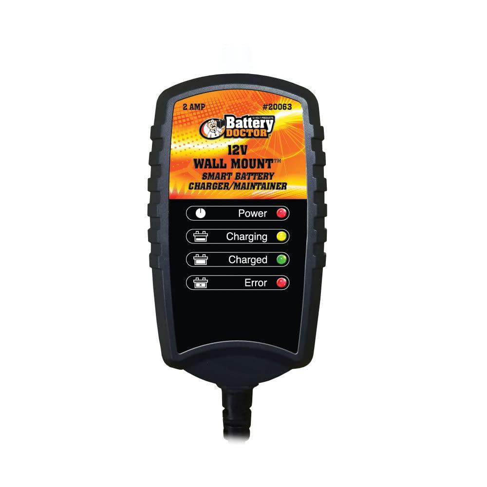 WIRTHCO 20063 Black Wall Mount Smart Battery Charger and Maintainer (12V, 2Amp) - High quality product image showing WIRTHCO 20063 Black Wall Mount Smart Battery Charger and Maintainer (12V, 2Amp) details and features