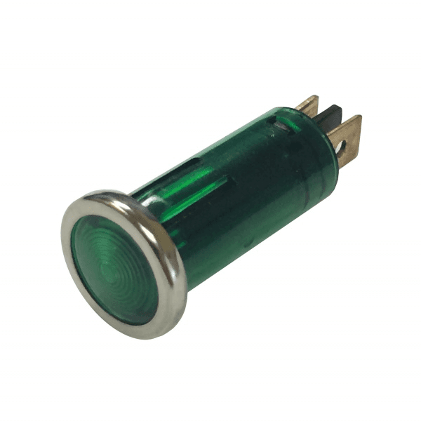 WIRTHCO 20542 12 Volt Indicator Light-1/2 INCH Round-W/Chrome Bezel Green - High quality product image showing WIRTHCO 20542 12 Volt Indicator Light-1/2 INCH Round-W/Chrome Bezel Green details and features