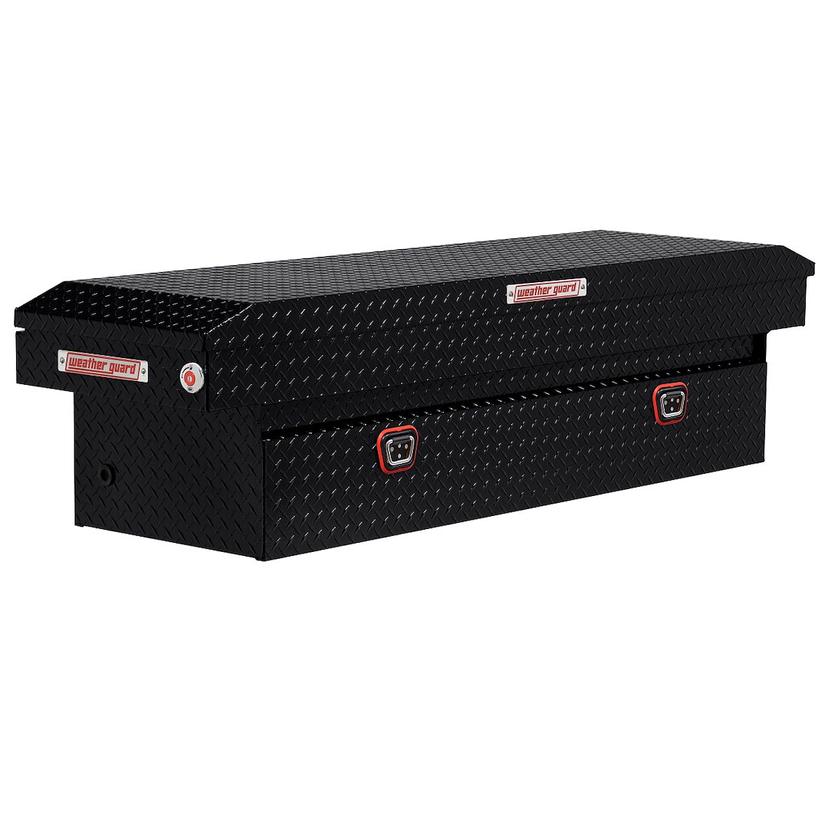 WEATHER GUARD 127-5-04 Tool Box; Crossover; Single Lid; Powder Coated; Gloss Black; Aluminum; 20 Inch Length x 72 Inch Width x 18 Inch Height; 11 Cubic Feet Capacity; Standard Profile