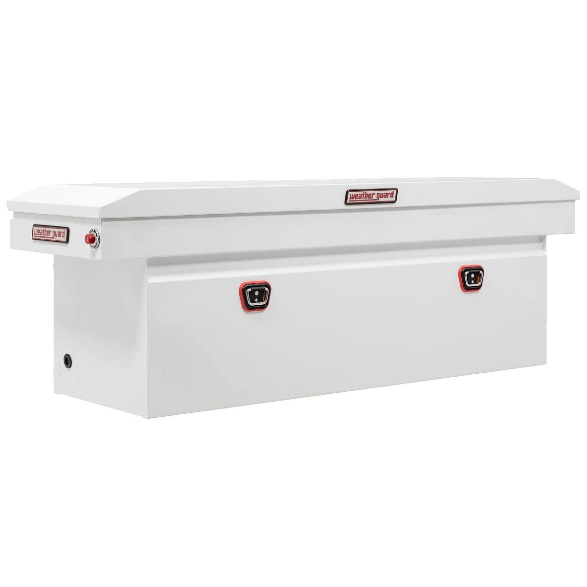 WEATHER GUARD 128-3-03 Tool Box; Crossover; Single Lid; Powder Coated; White; Steel; 20-1/2 Inch Length x 72 Inch Width x 24 Inch Height; 14.3 Cubic Feet Capacity - High quality product image showing WEATHER GUARD 128-3-03 Tool Box; Crossover; Single Lid; Powder Coated; White; Steel; 20-1/2 Inch Length x 72 Inch Width x 24 Inch Height; 14.3 Cubic Feet Capacity details and features