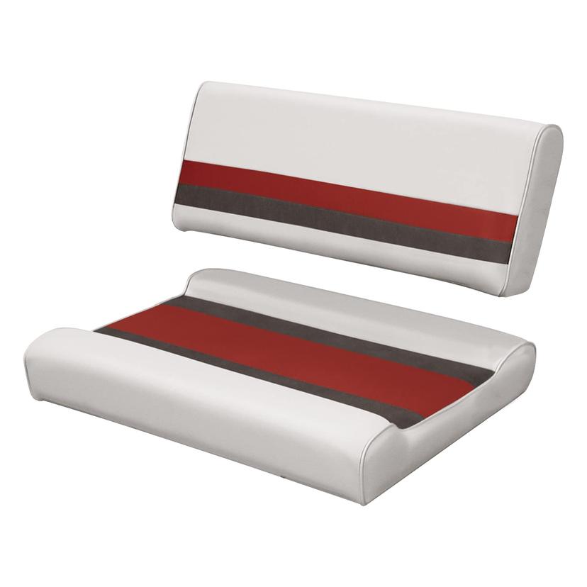 WISE 8WD125FF-1009 Deluxe Series Pontoon Flip-Flop Seat Cushion Set, White/Red/Charcoal - use with 8WD125FF-1B-204 Base