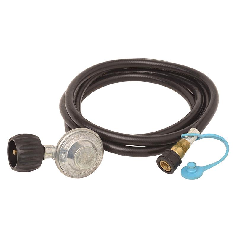 FLAME KING 10609596 90 Degree Low-Pressure Propane Gas Regulator Hose with Quick Connect for RVs, Grills, Heaters, Burners, 8 Feet - LPRH8 - The Twister Group Tools product