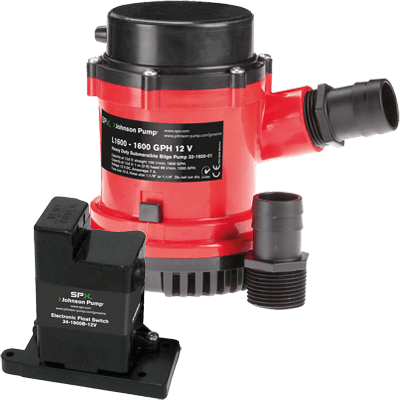 JOHNSON PUMP 01604-00 HD Bilge Pump 1600 GPH, w/EM Switch, 12V - The Twister Group Tools product
