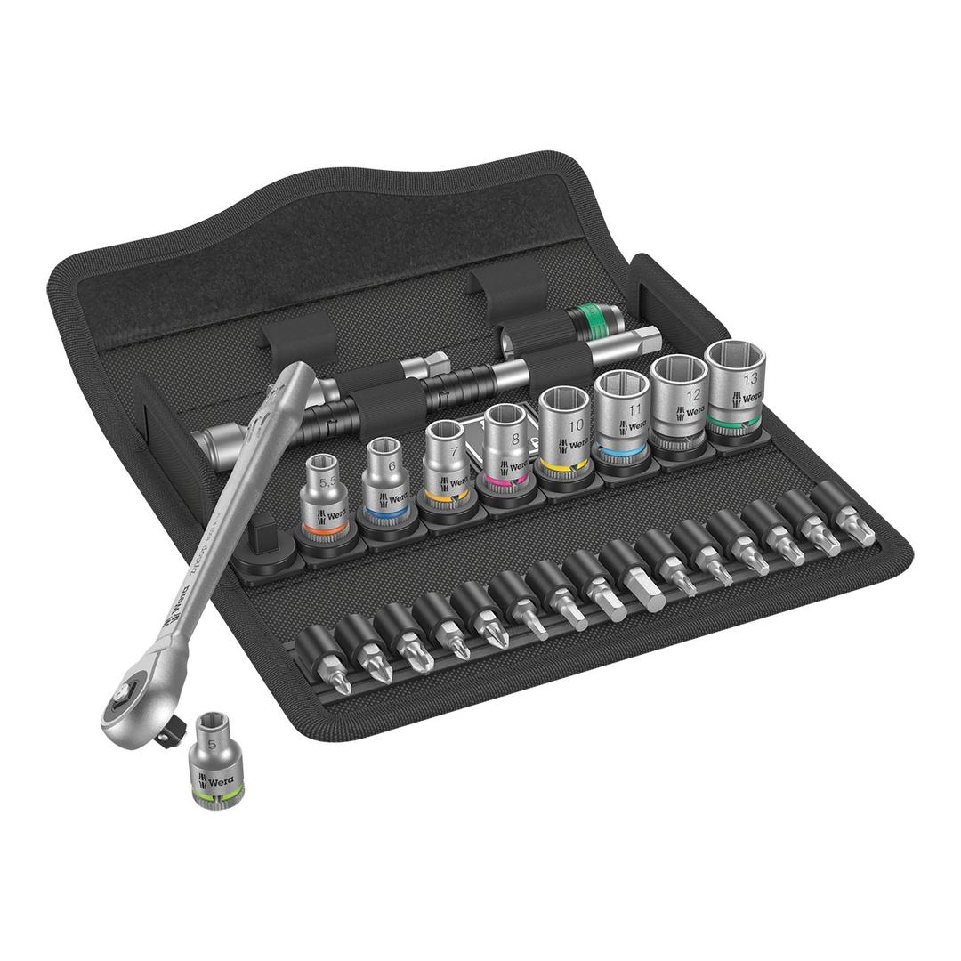 WERA 05004017001 Metric 1/4 INCH Drive Metal Ratchet Set with Push-Through Square (28 Piece Set) - The Twister Group Tools product