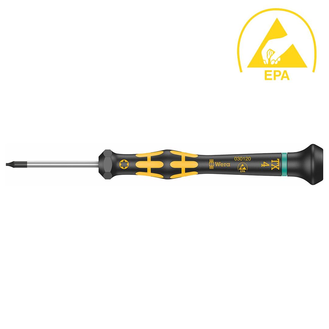 WERA 05030120001 Kraftform ESD Precision Micro Screwdriver: Torx TX4 - The Twister Group Tools product