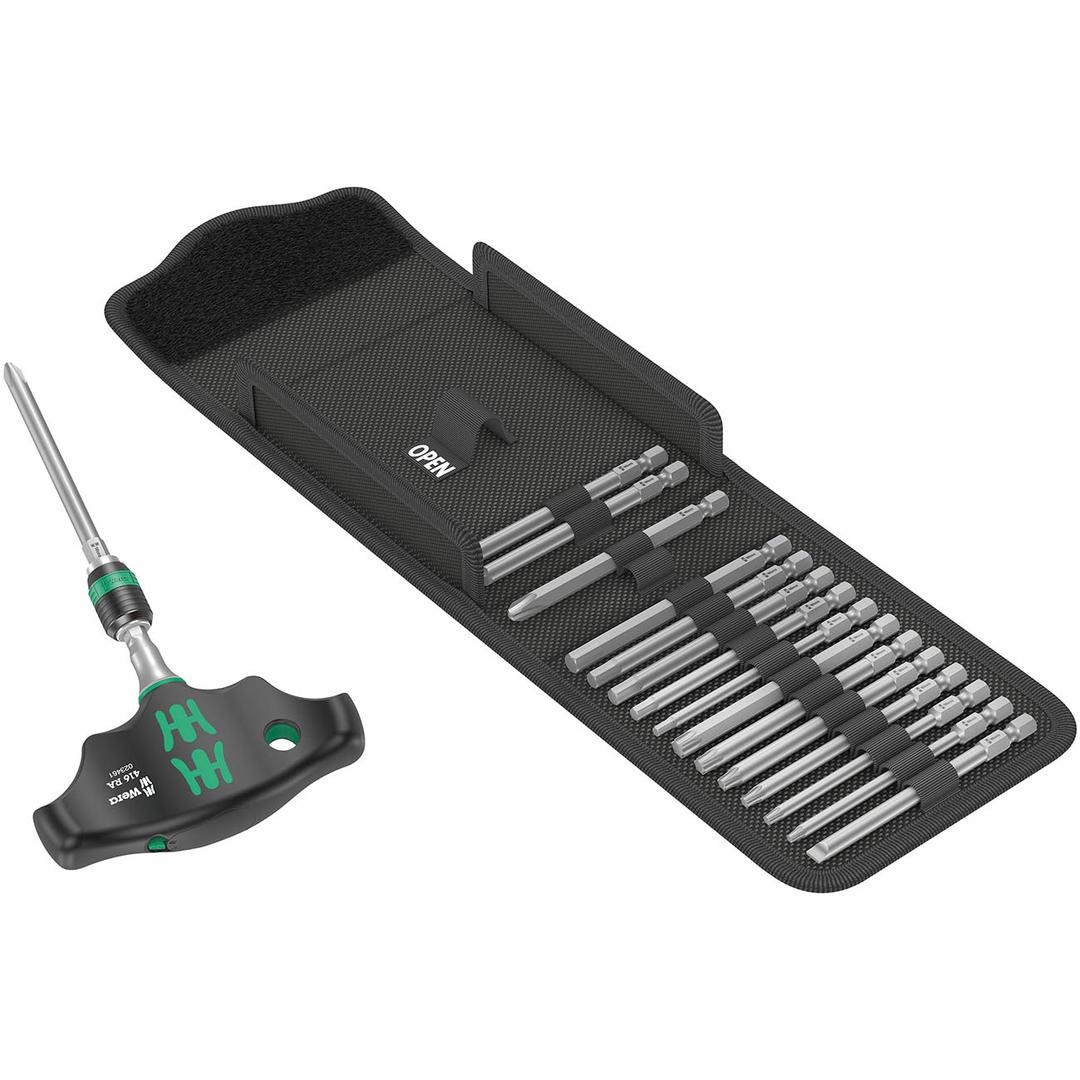 WERA 05057473001 Kraftform Kompakt 400 RA Imperial Set 1 T Handle bit Holder Ratchet Function and bit Set 17 Pc - The Twister Group Tools product