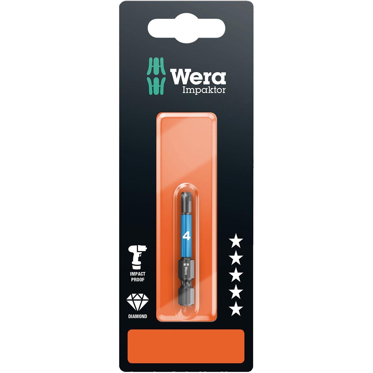 WERA 05073944001 Metric Impaktor HexPlus 4 x 50 mm Bit - 1/4 INCH Drive - High quality product image showing WERA 05073944001 Metric Impaktor HexPlus 4 x 50 mm Bit - 1/4 INCH Drive details and features
