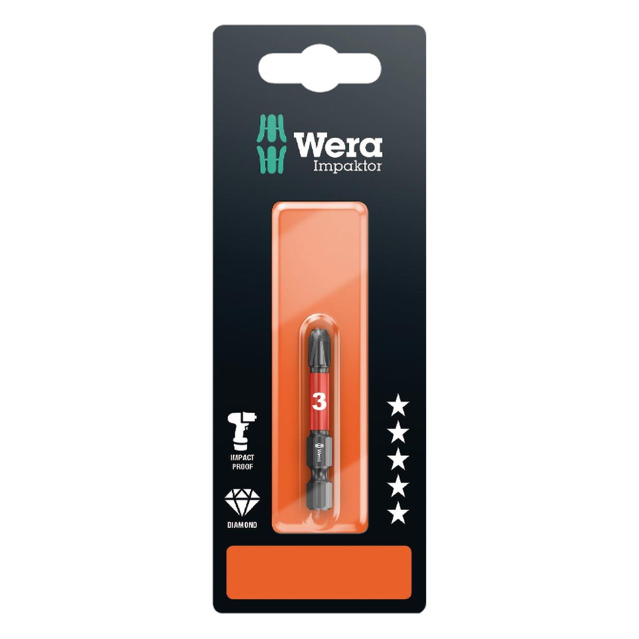 WERA 05073957001 Impaktor Phillips PH #3 x 50 mm Bit - 1/4 INCH Drive - High quality product image showing WERA 05073957001 Impaktor Phillips PH #3 x 50 mm Bit - 1/4 INCH Drive details and features