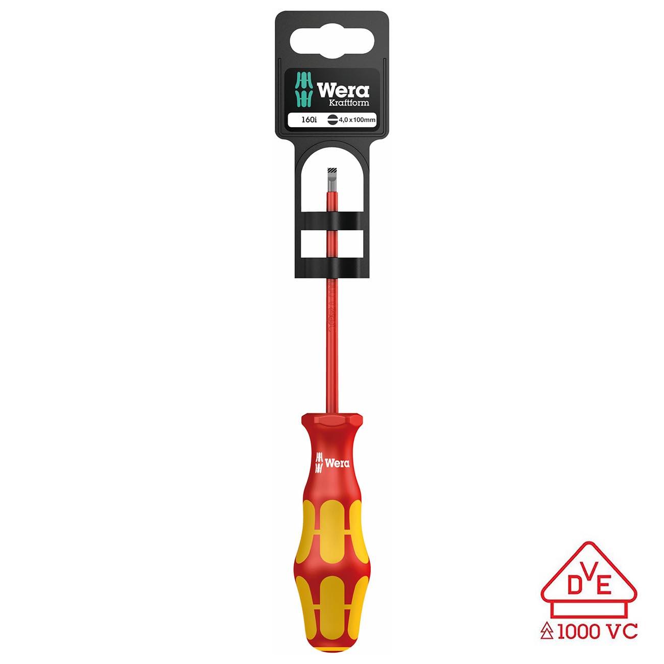WERA 05100003001 Screwdriver: VDE Insulated Slotted 0.8x4x100 mm (On Hang-Tag) - High quality product image showing WERA 05100003001 Screwdriver: VDE Insulated Slotted 0.8x4x100 mm (On Hang-Tag) details and features