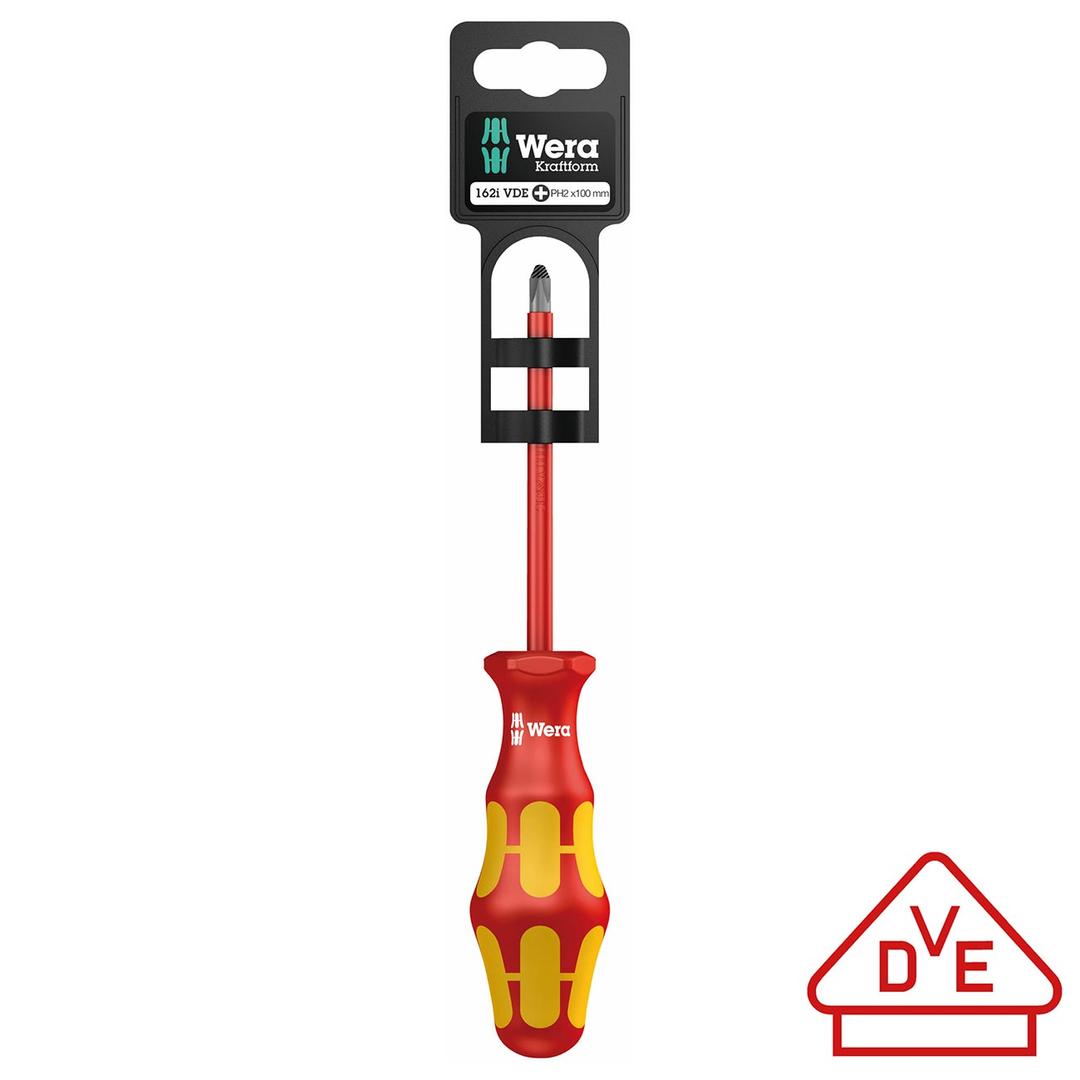 WERA 05100012001 Screwdriver: Insulated Phillips PH #2 x 100mm (On Hang-Tag With Lasertip) - The Twister Group Tools product