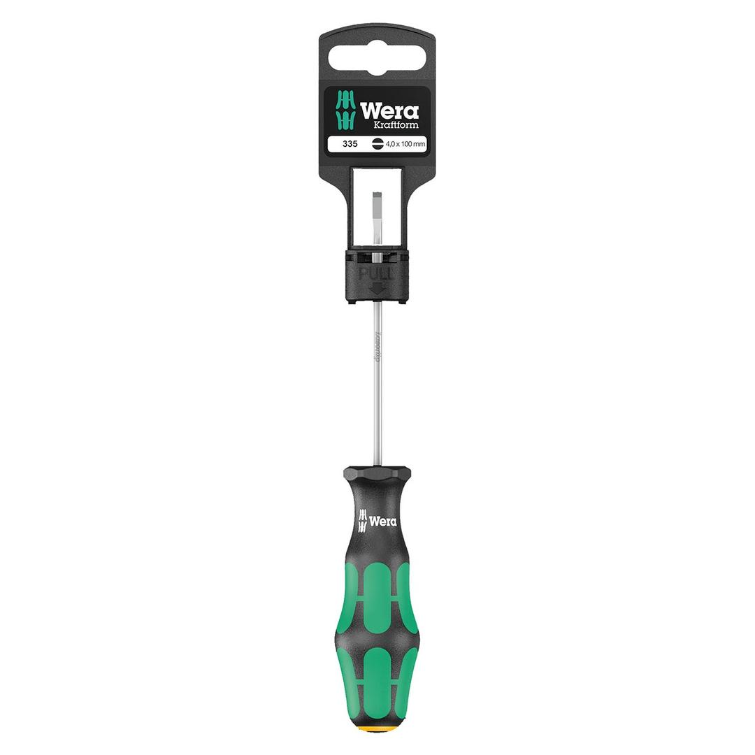 WERA 05100043001 Screwdriver: Slotted 4mm x 100mm LaserTip (On Hang-Tag) - The Twister Group Tools product