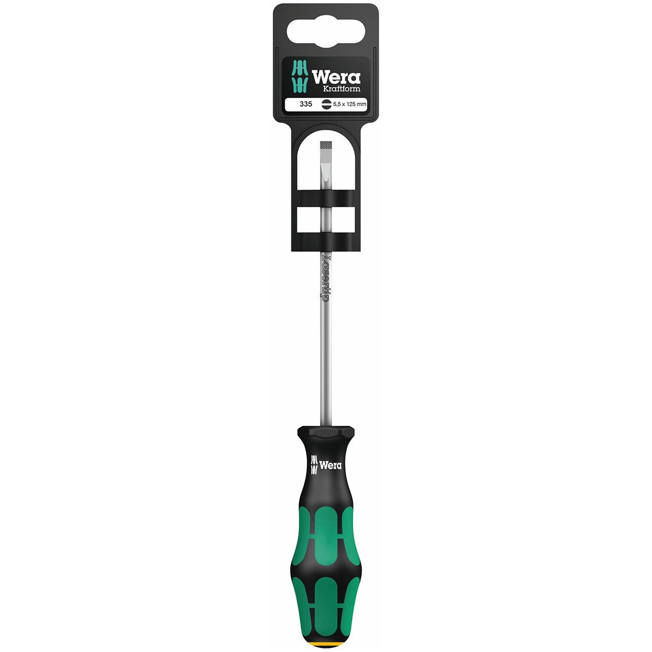 WERA 05100044001 Screwdriver: Slotted 5.5mm x 125mm LaserTip (On Hang-Tag) - High quality product image showing WERA 05100044001 Screwdriver: Slotted 5.5mm x 125mm LaserTip (On Hang-Tag) details and features