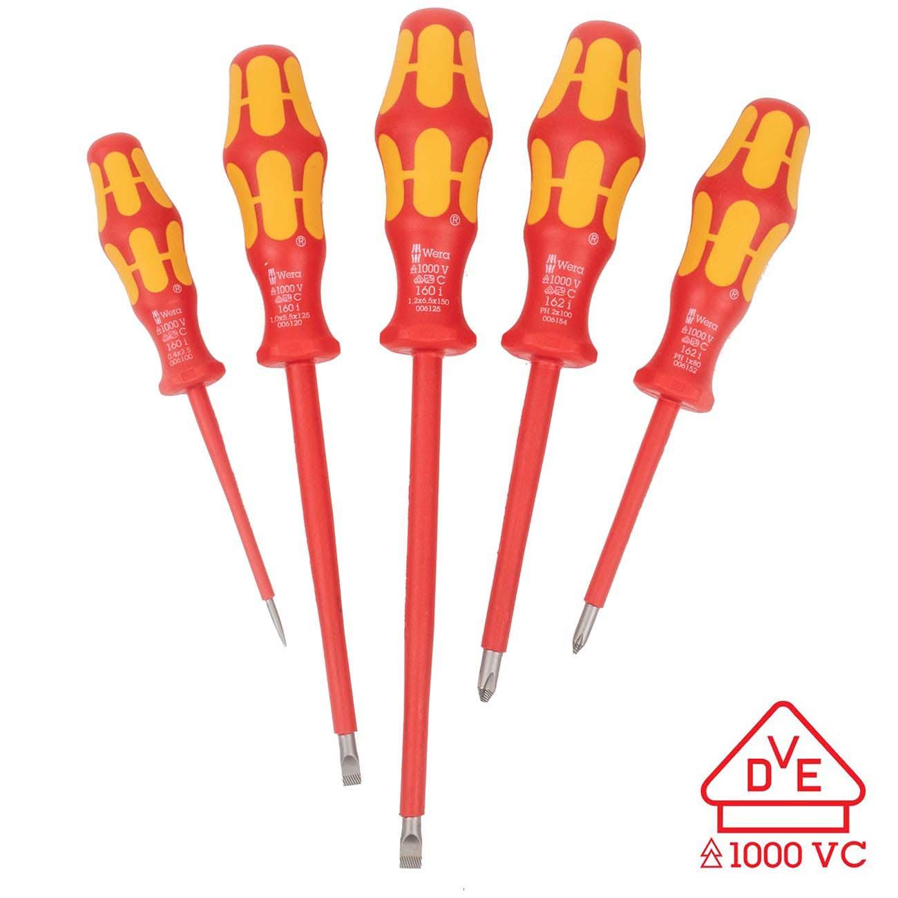 WERA 05346276001 VDE Insulated Slotted and Phillips Screwdriver Set (5 Piece Set) - High quality product image showing WERA 05346276001 VDE Insulated Slotted and Phillips Screwdriver Set (5 Piece Set) details and features