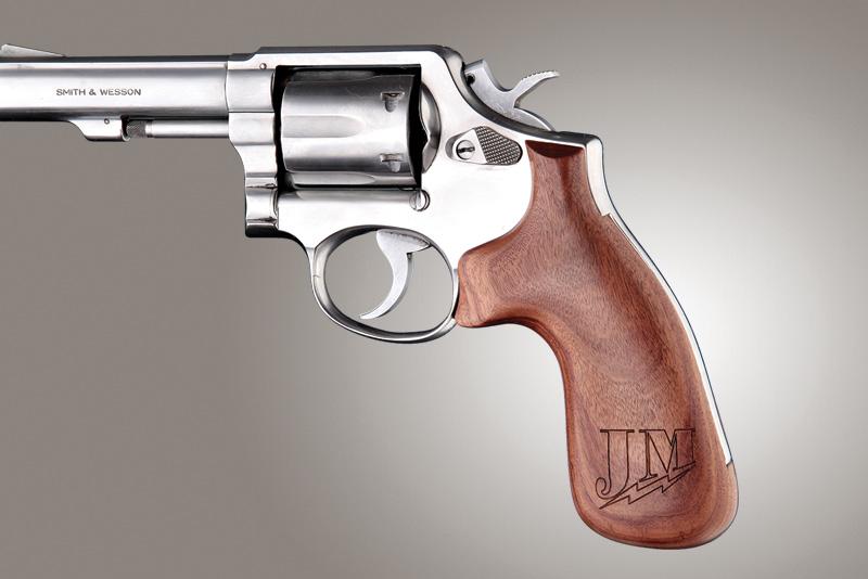 HOGUE 10314 K or L Square Butt Pau Ferro Wood Grip with JM (Jerry Miculek) Logo - High quality product image showing HOGUE 10314 K or L Square Butt Pau Ferro Wood Grip with JM (Jerry Miculek) Logo details and features