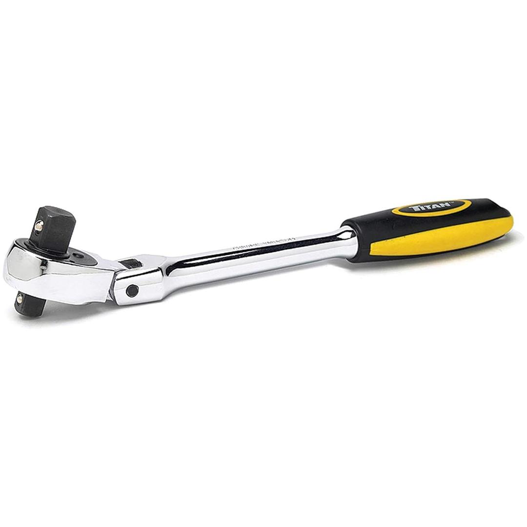 TITAN 12358 Dual Drive 3/8 INCH and 1/2 INCH x 9-1/2 INCH Flex Head Ratchet - 72 Tooth - The Twister Group Tools product