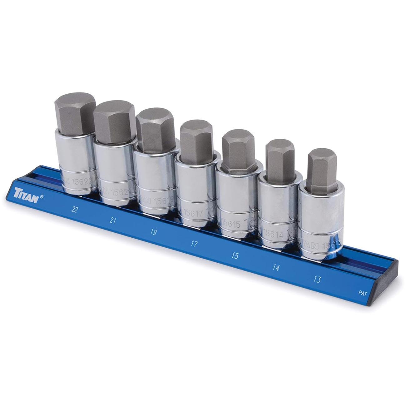 TITAN 16131 1/2 INCH Drive - Metric Large Hex Bit Socket Set (7 Piece Set) - High quality product image showing TITAN 16131 1/2 INCH Drive - Metric Large Hex Bit Socket Set (7 Piece Set) details and features