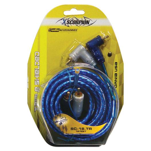 XSCORPION 18TR Rca Cable 18FT Blue Triple Shielded W/remote Wire - The Twister Group Tools product