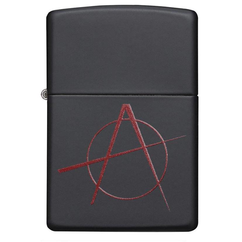 ZIPPO 20842 Windproof Lighter Red Anarchy Symbol Black Matte