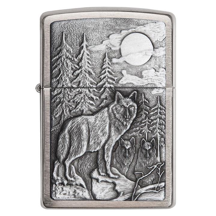 ZIPPO 20855 Windproof Lighter Timberwolves Emblem Brushed Chrome - High quality product image showing ZIPPO 20855 Windproof Lighter Timberwolves Emblem Brushed Chrome details and features