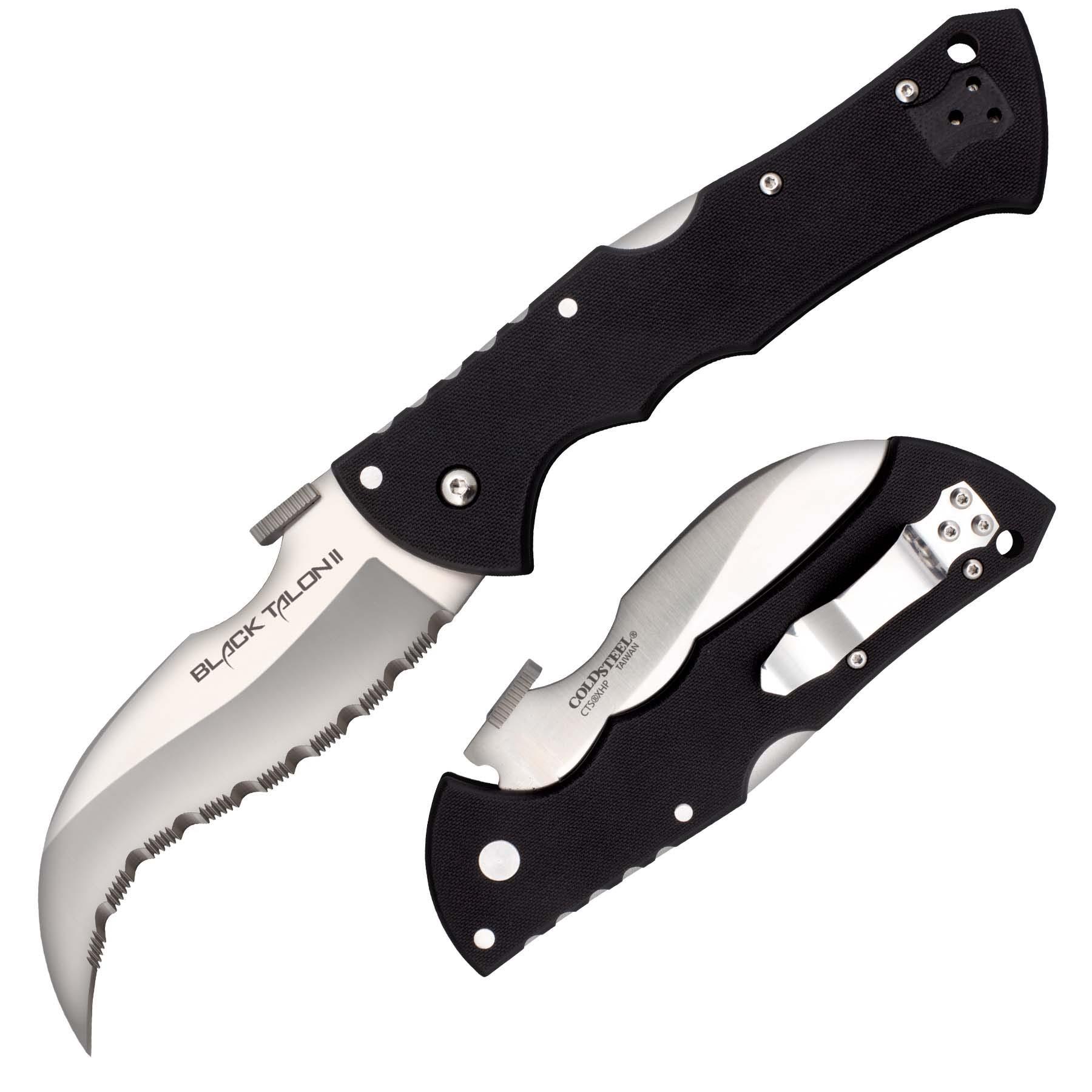 COLD STEEL 22BS Black Talon II Folding Knife 4 INCH Serrated Blade G10 Handles - High quality product image showing COLD STEEL 22BS Black Talon II Folding Knife 4 INCH Serrated Blade G10 Handles details and features